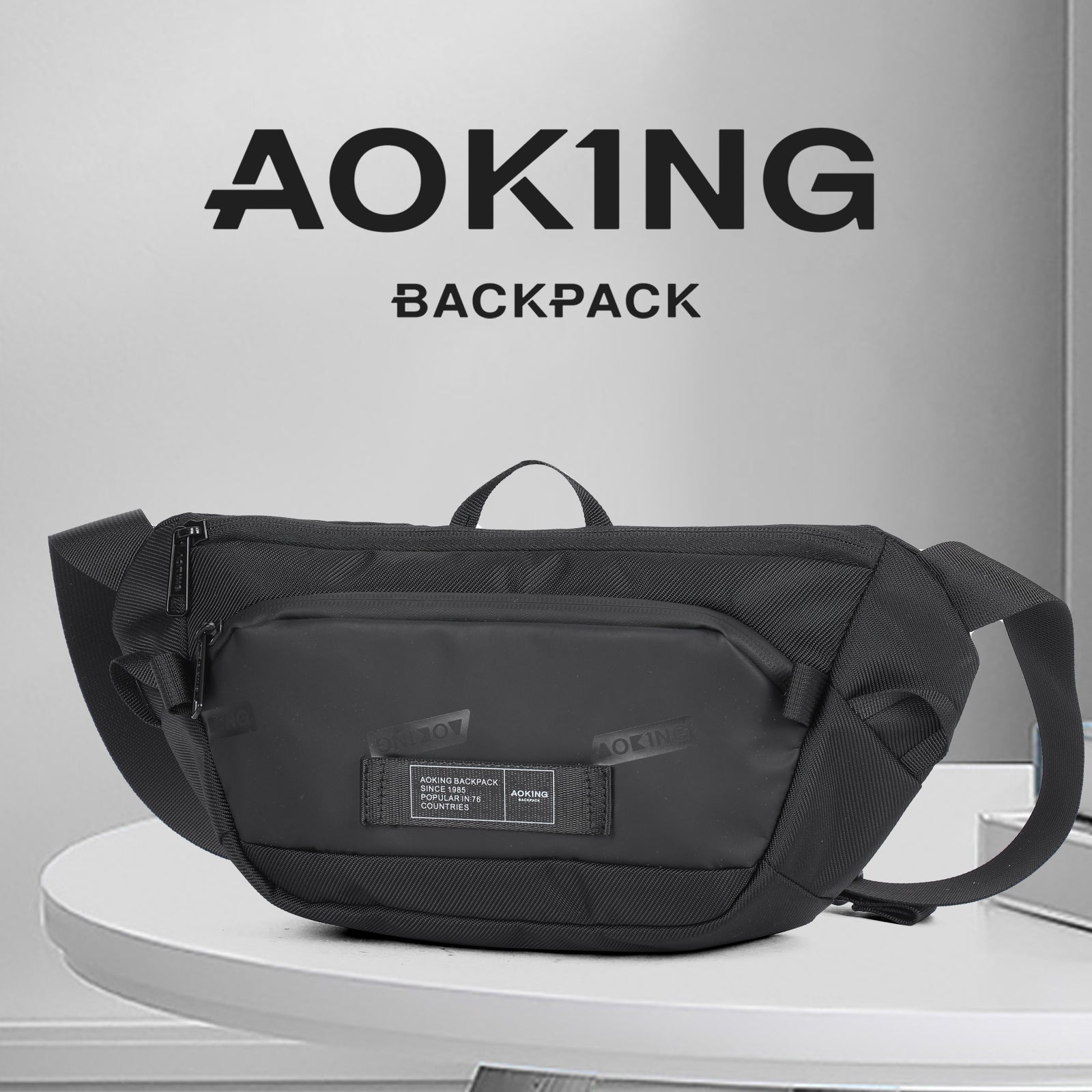 Aoking Black Fashion Men Waterproof Crossbody Sling Bag XY3075