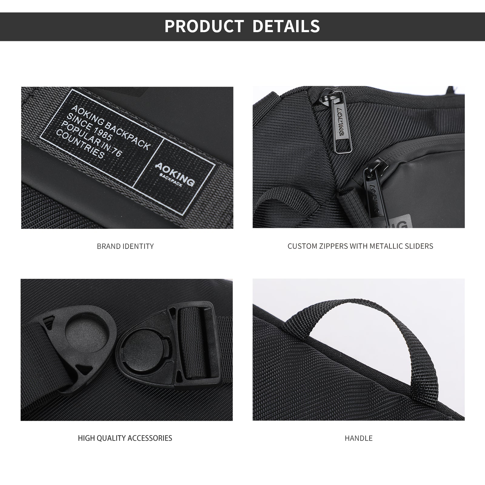 Aoking Black Fashion Men Waterproof Crossbody Sling Bag XY3075