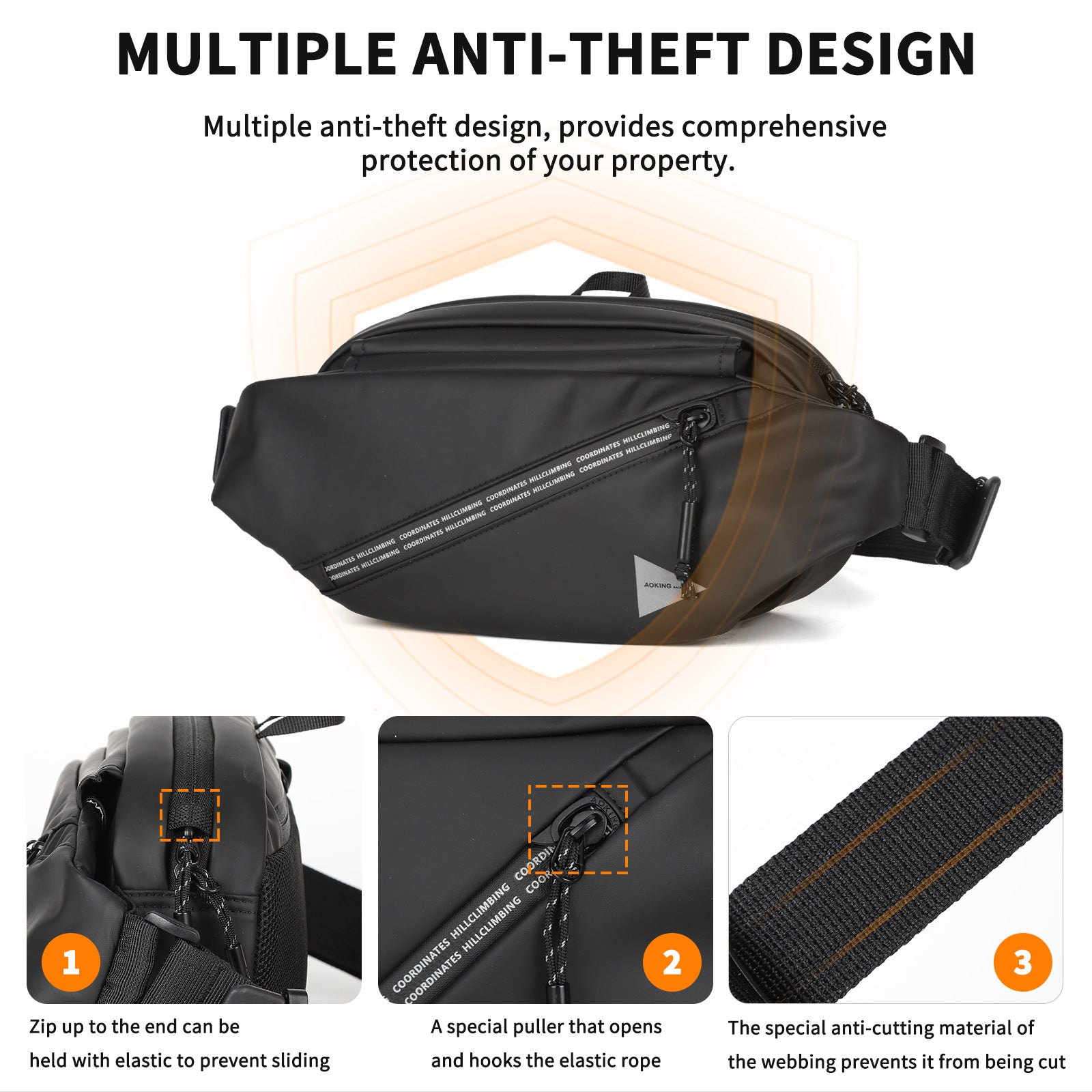 Aoking Lightweight Anti-Theft Waist Bag XY41446F