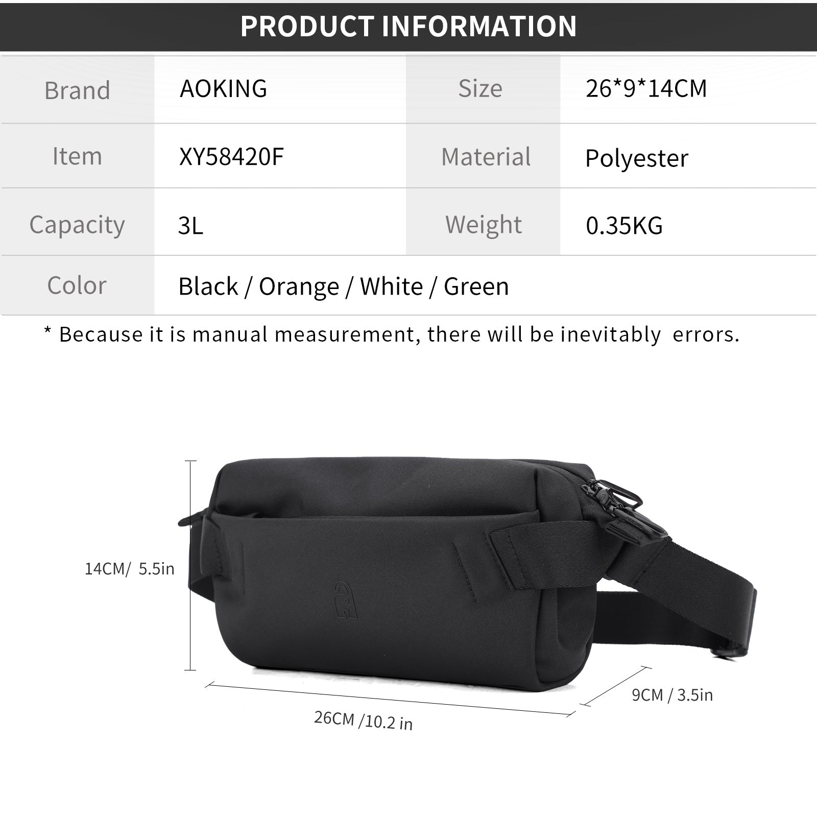 Aoking Lightweight Various Colors Anti-Theft Waist Bag XY58420F