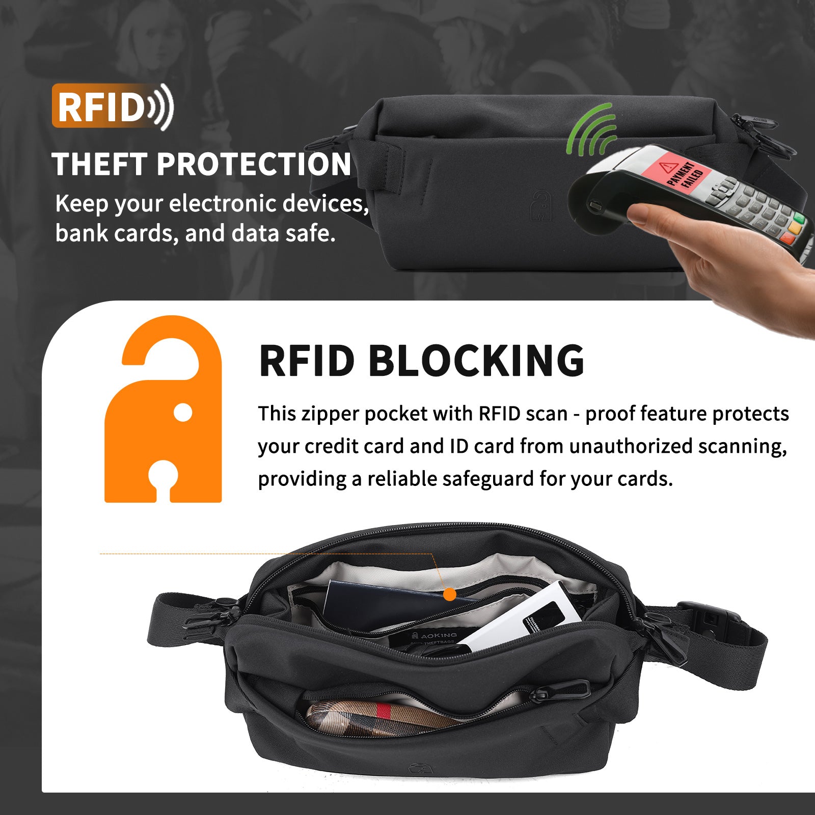 Aoking Lightweight Various Colors Anti-Theft Waist Bag XY58420F