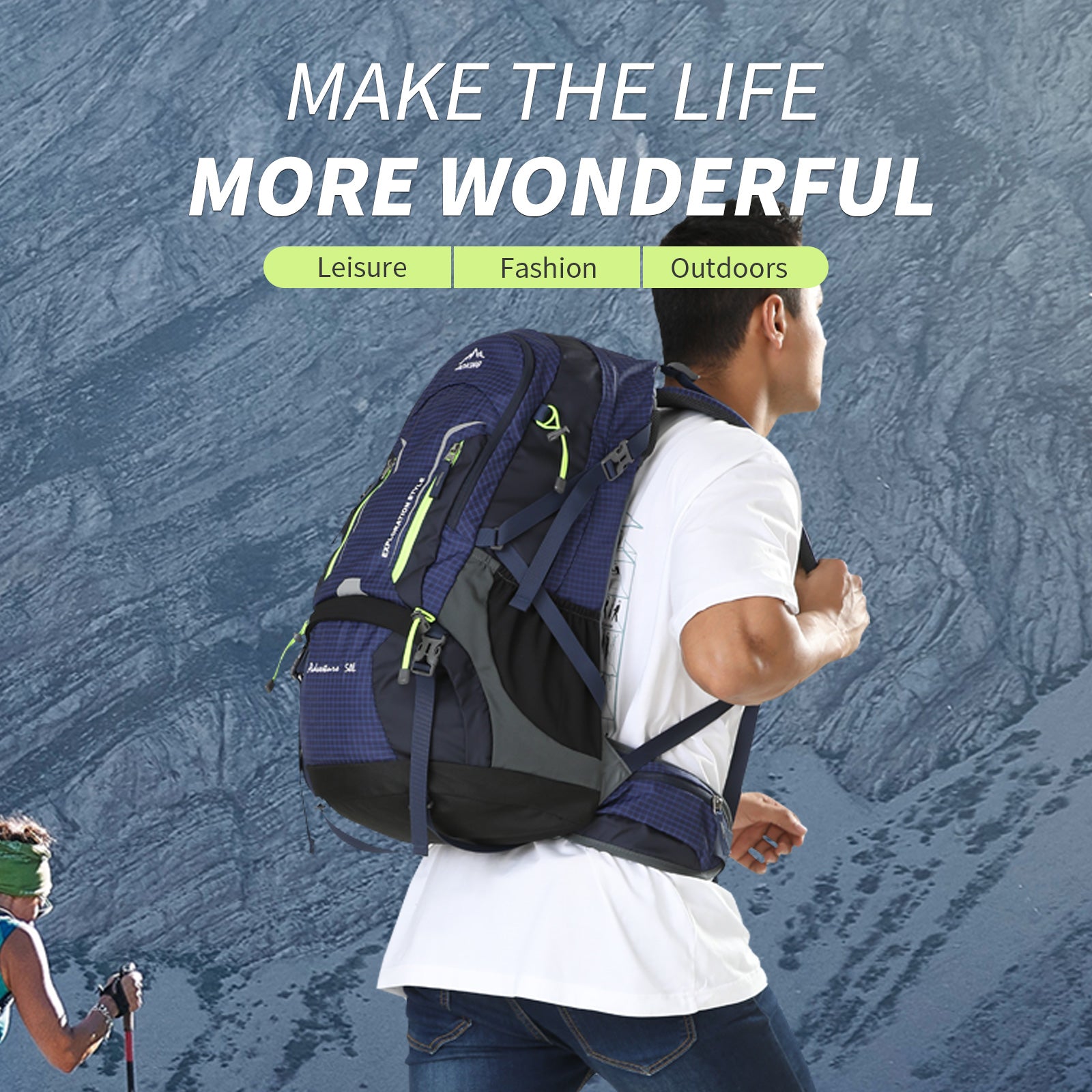 Aoking Backpack Large Capacity Casual Backpack Waterpoor Outdoor Bag YJN67363