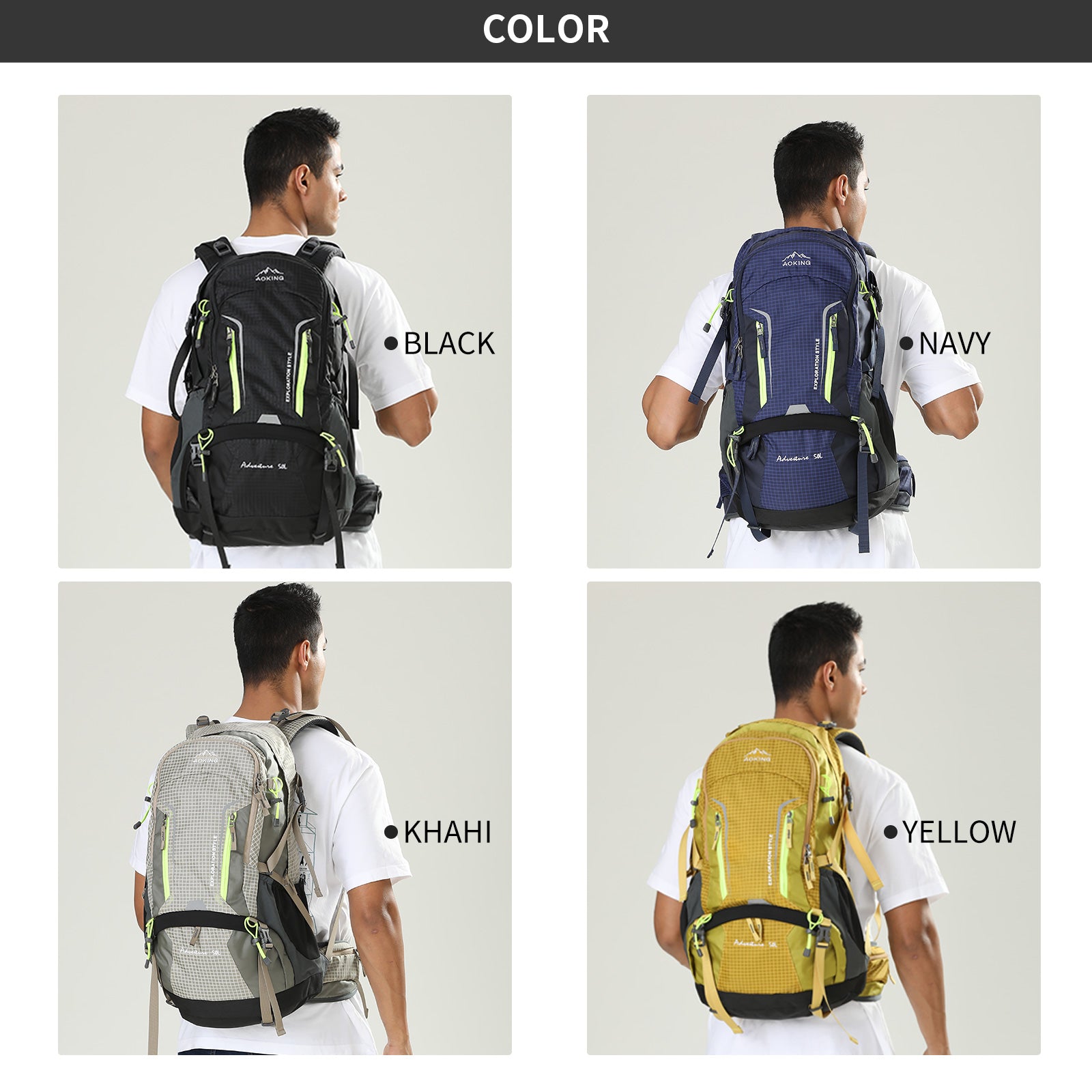 Aoking Backpack Large Capacity Casual Backpack Waterpoor Outdoor Bag YJN67363