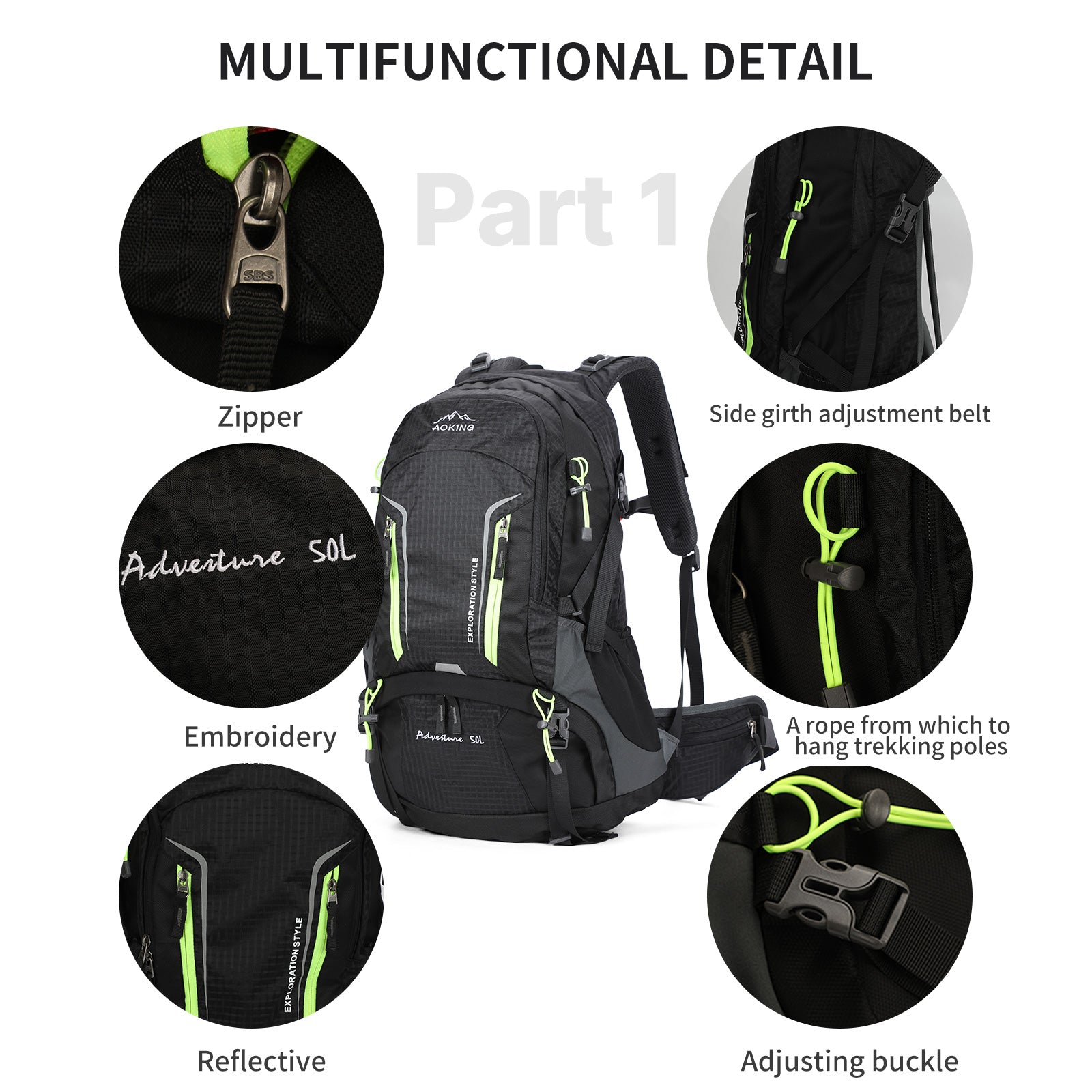 Aoking Backpack Large Capacity Casual Backpack Waterpoor Outdoor Bag YJN67363