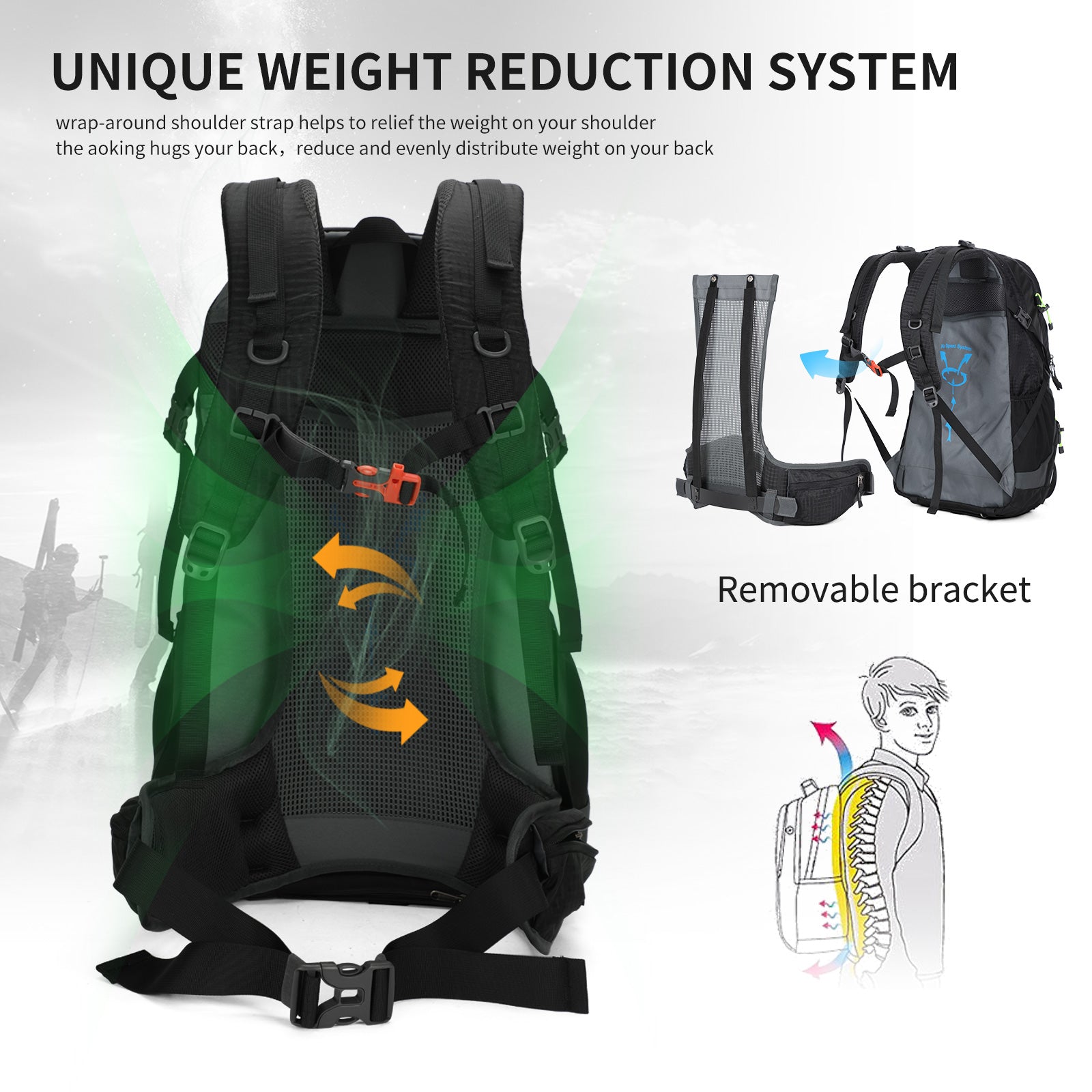 Aoking Backpack Large Capacity Casual Backpack Waterpoor Outdoor Bag YJN67363