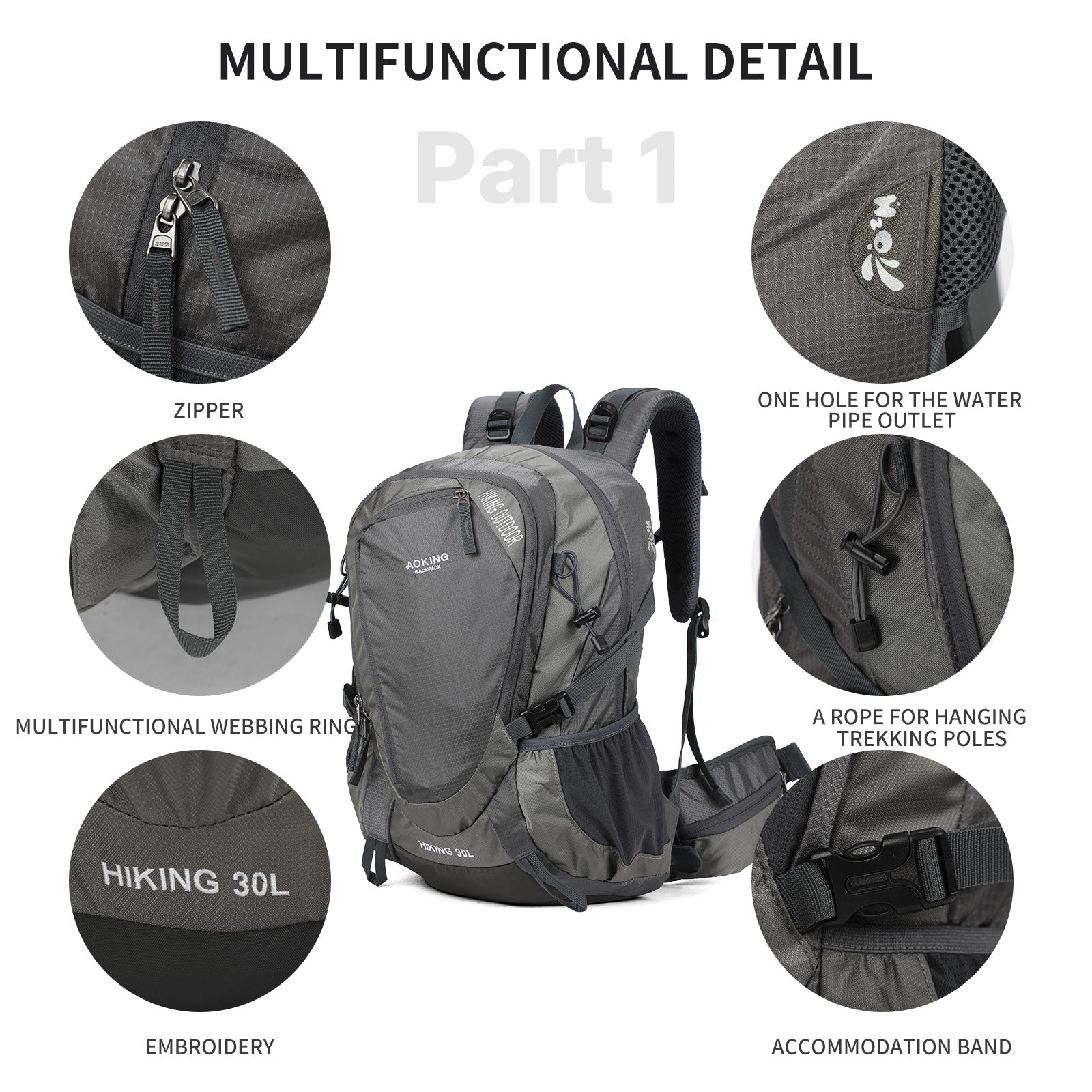 Aoking Backpack Large Capacity Casual Backpack Waterpoor Outdoor Bag YJN67752