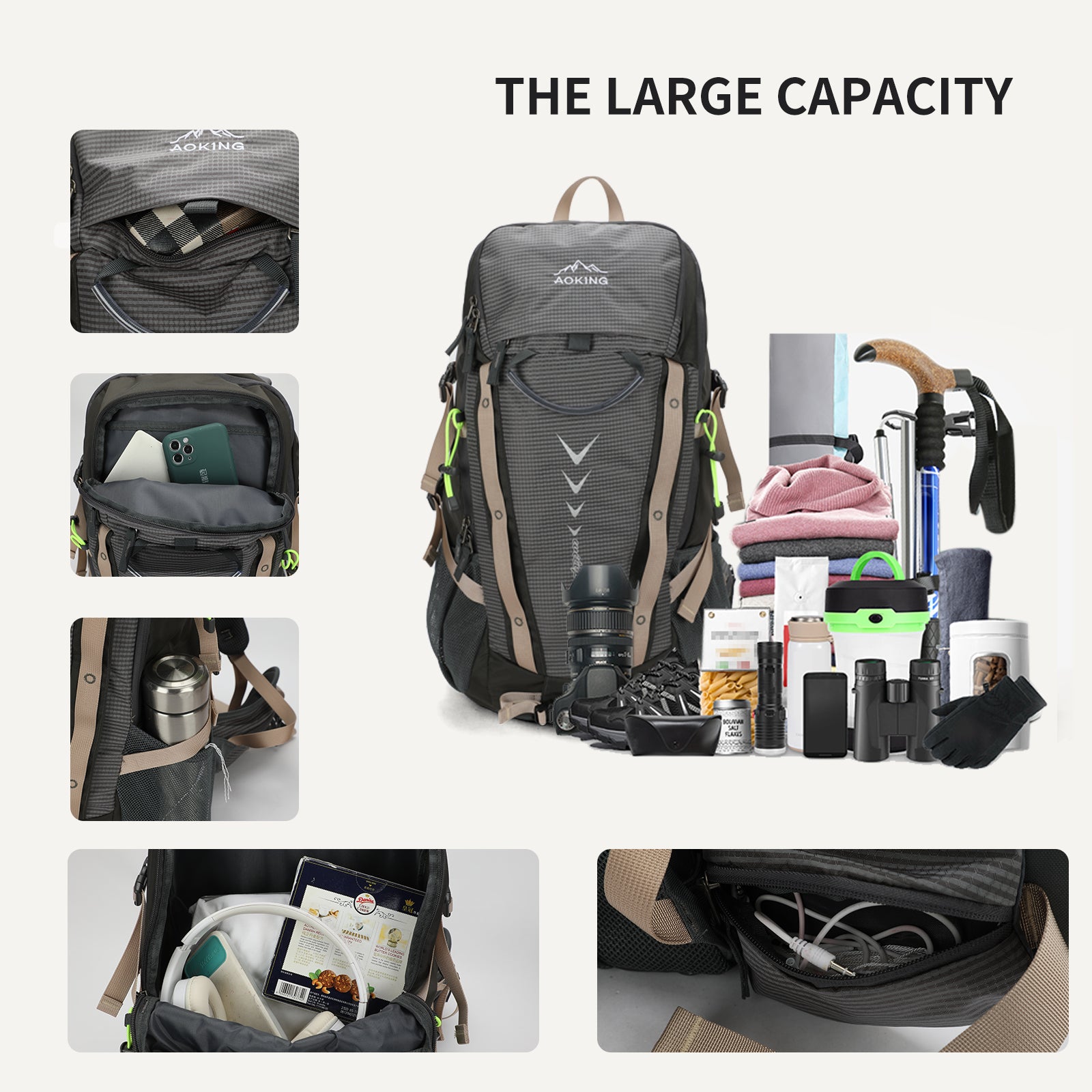 Aoking Backpack Large Capacity Casual Backpack Waterpoor Outdoor Bag YJN79807