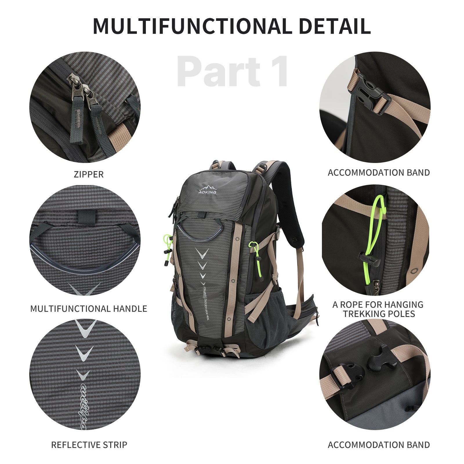 Aoking Backpack Large Capacity Casual Backpack Waterpoor Outdoor Bag YJN79807