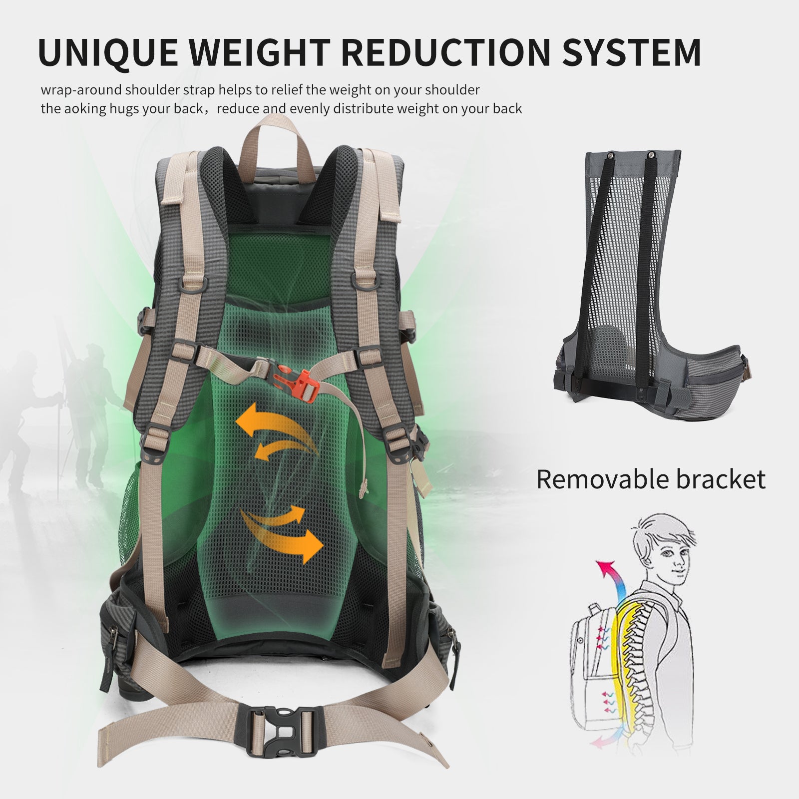 Aoking Backpack Large Capacity Casual Backpack Waterpoor Outdoor Bag YJN79807