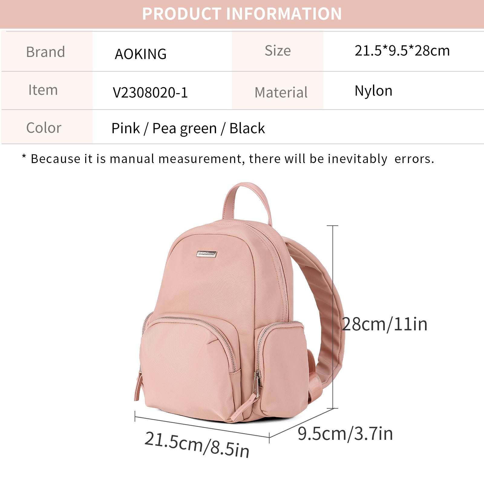Aoking Women Backpack Casual Backpack Student Bag V2308020-1