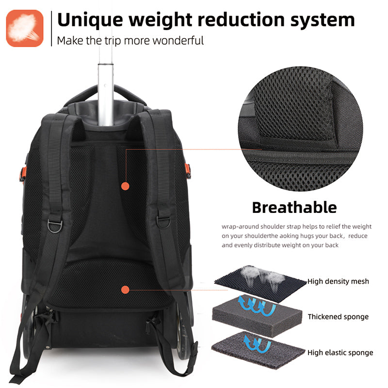 Aoking Rolling Trolley Backpack Black GLN98089