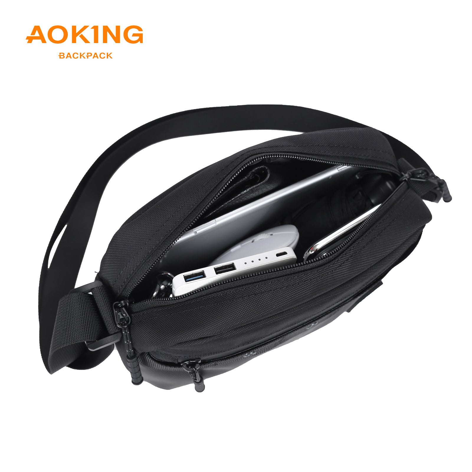 Aoking Black Fashion Men Waterproof Crossbody Sling Bag XK3035-5