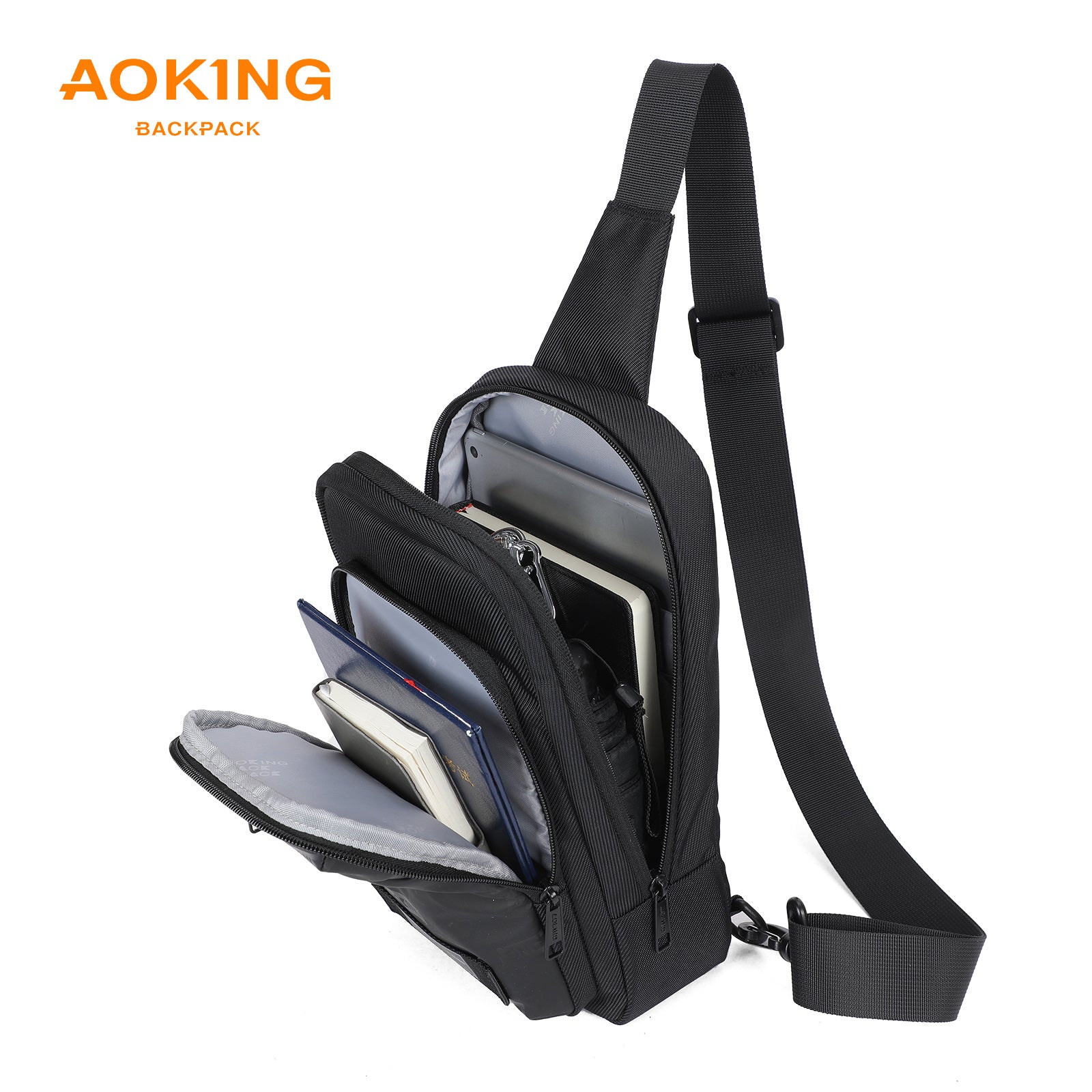 Aoking Black Fashion Men Waterproof Crossbody Sling Bag XY3073