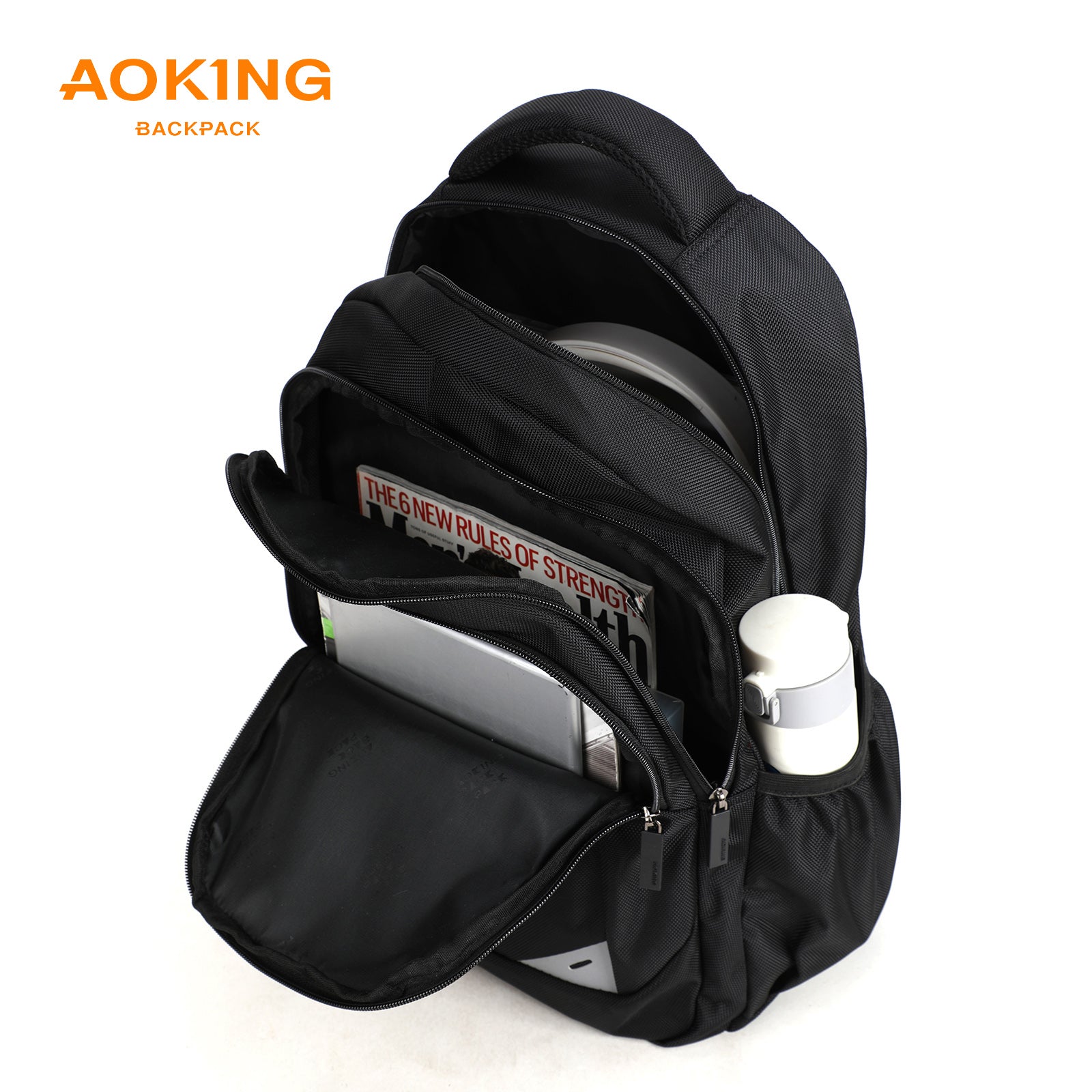 Aoking Backpack Black Casual Backpack Student Bag H97066