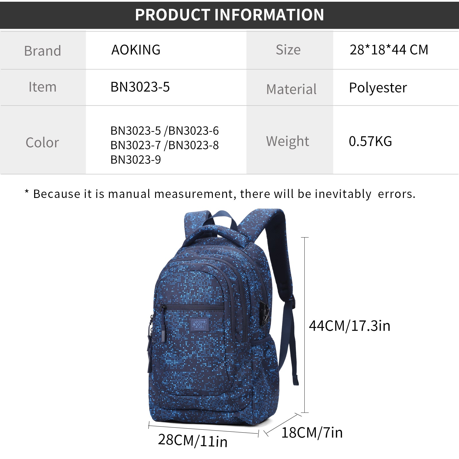 Aoking Fashion Lightweight School Backpack BN3023