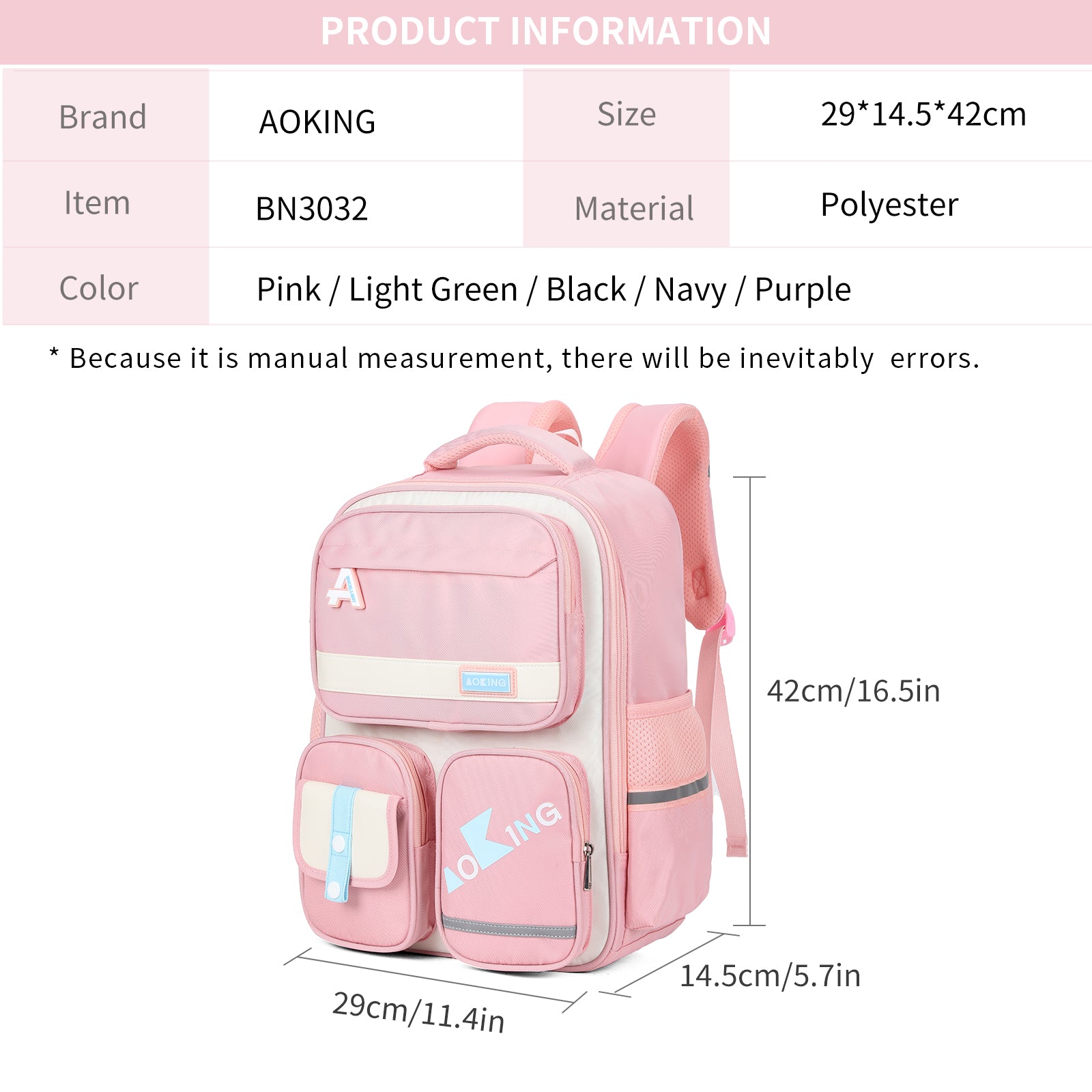 Aoking Casual Lightweight School Backpack BN3032