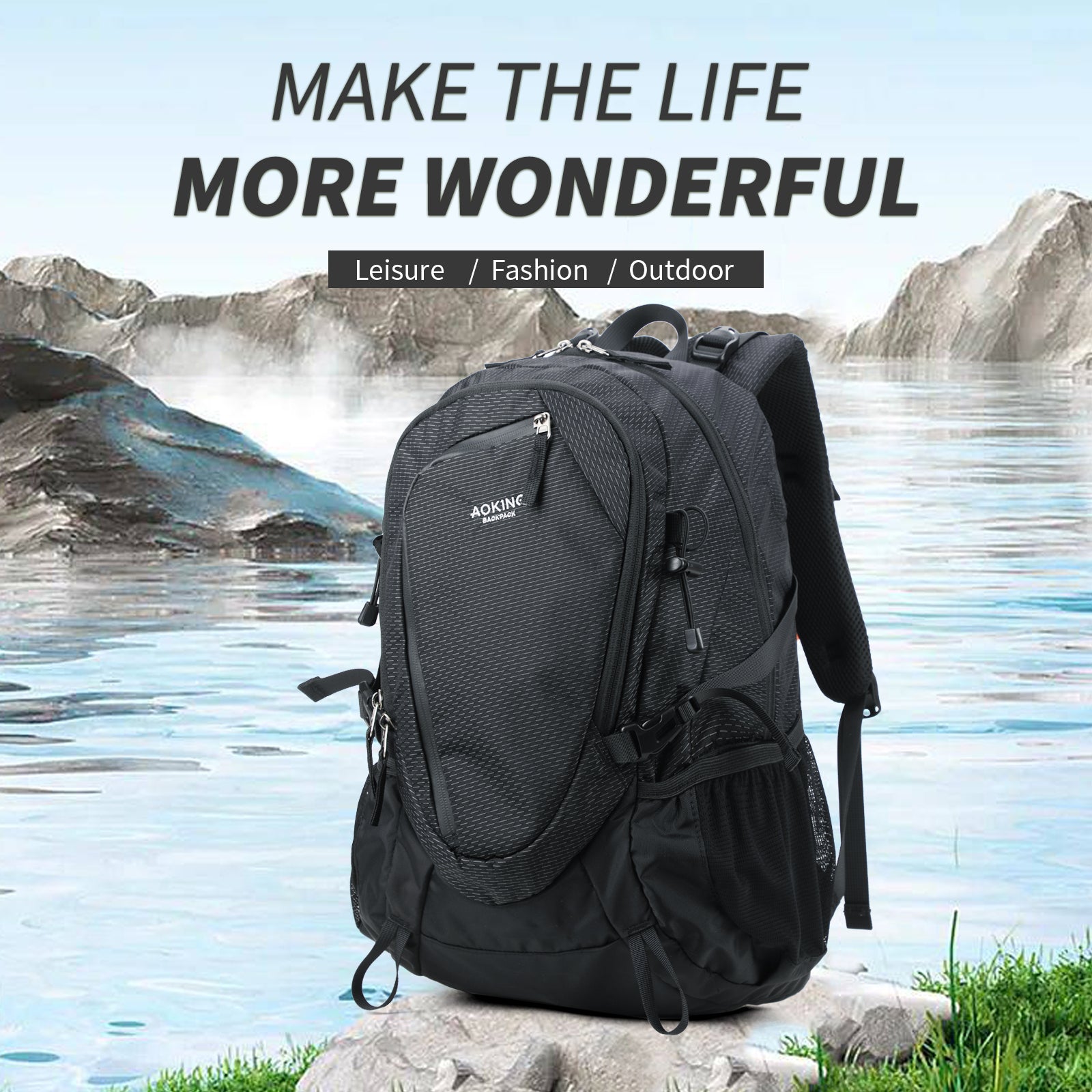 Aoking Backpack Large Capacity Casual Backpack Outdoor Bag JN79879