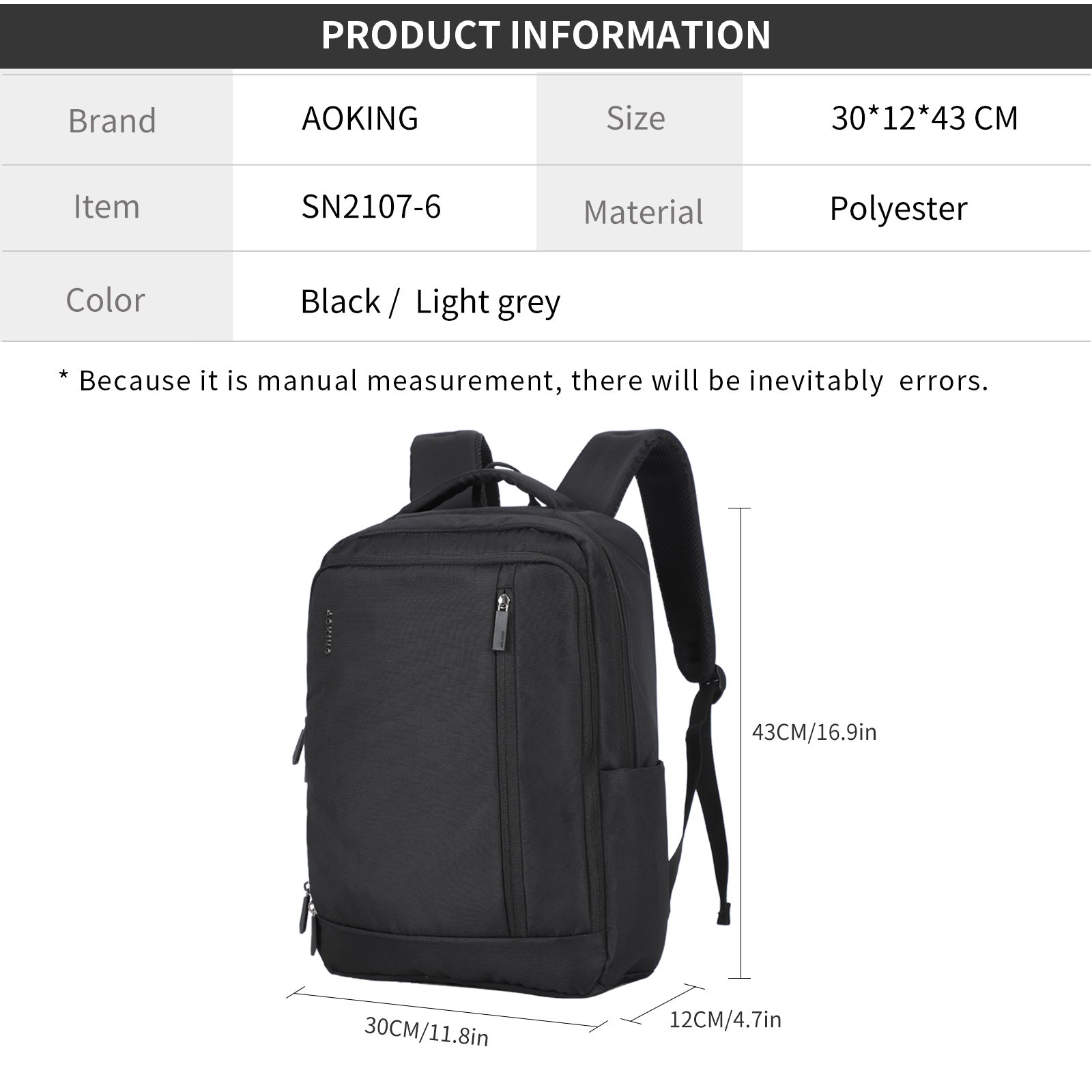 Aoking Laptop Business Office Backpack Lightweight Backpack SN2107-6