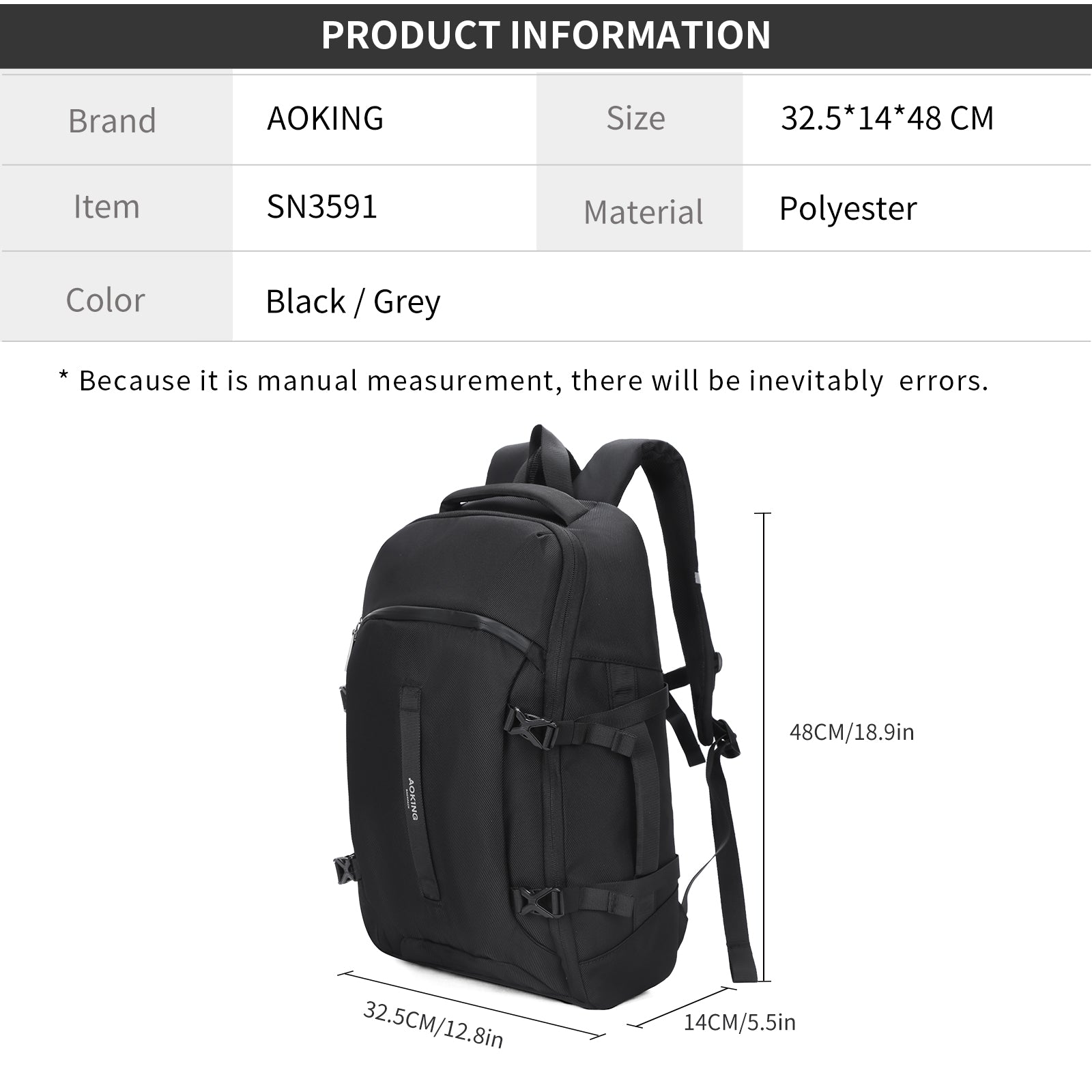 Aoking 15.6''Laptop Business Office Backpack SN3591