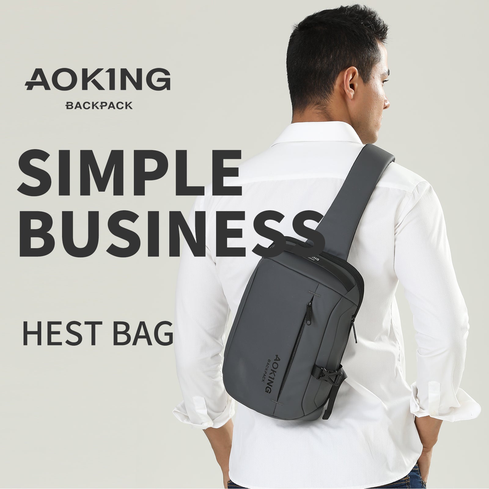 Aoking Black Fashion Men Waterproof Sling Bag SY4001