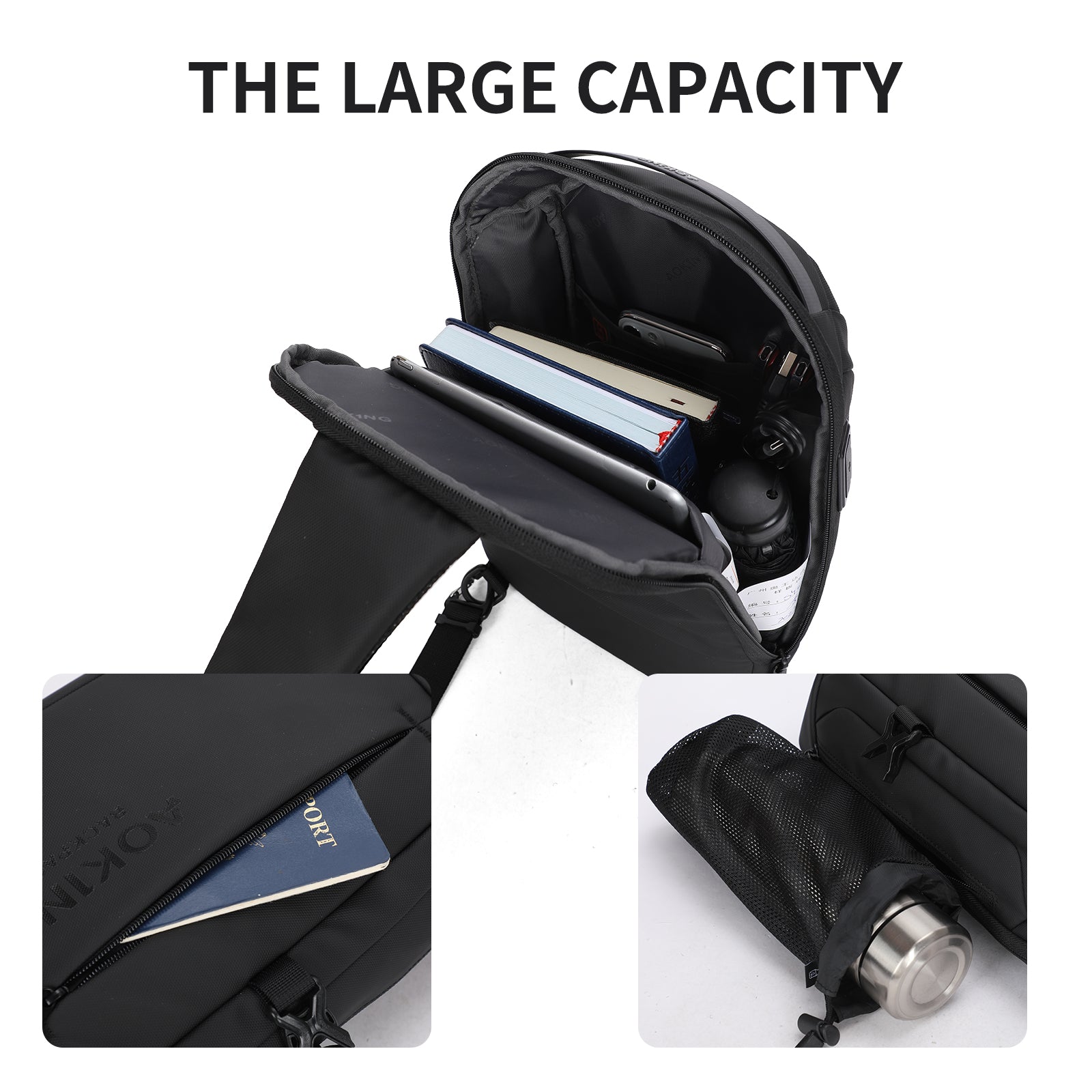 Aoking Black Fashion Men Waterproof Sling Bag SY4001