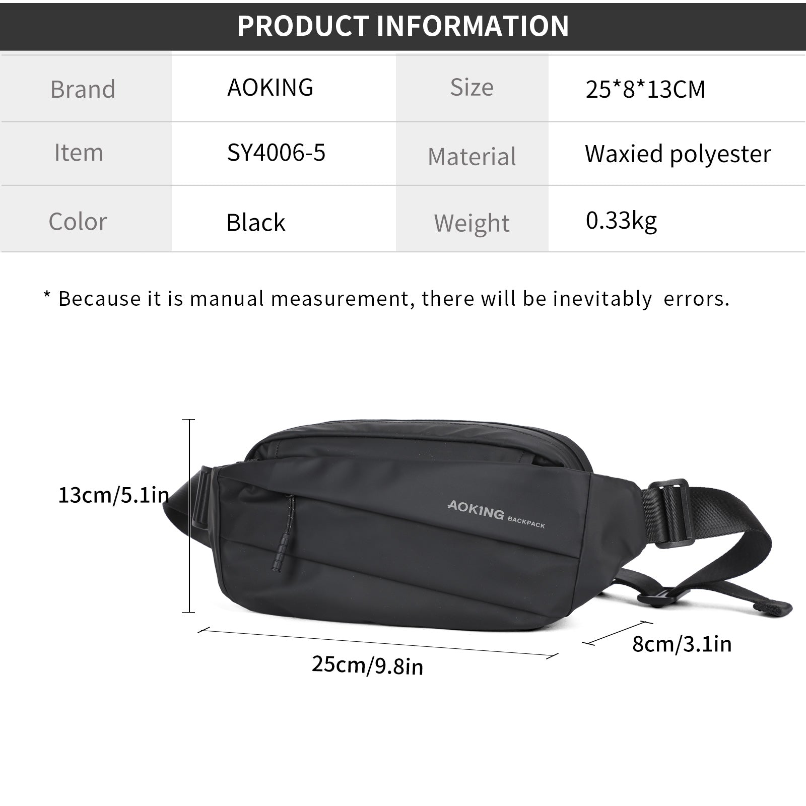 Aoking Casual Sport Lightweight Waist Bag SY4006-5