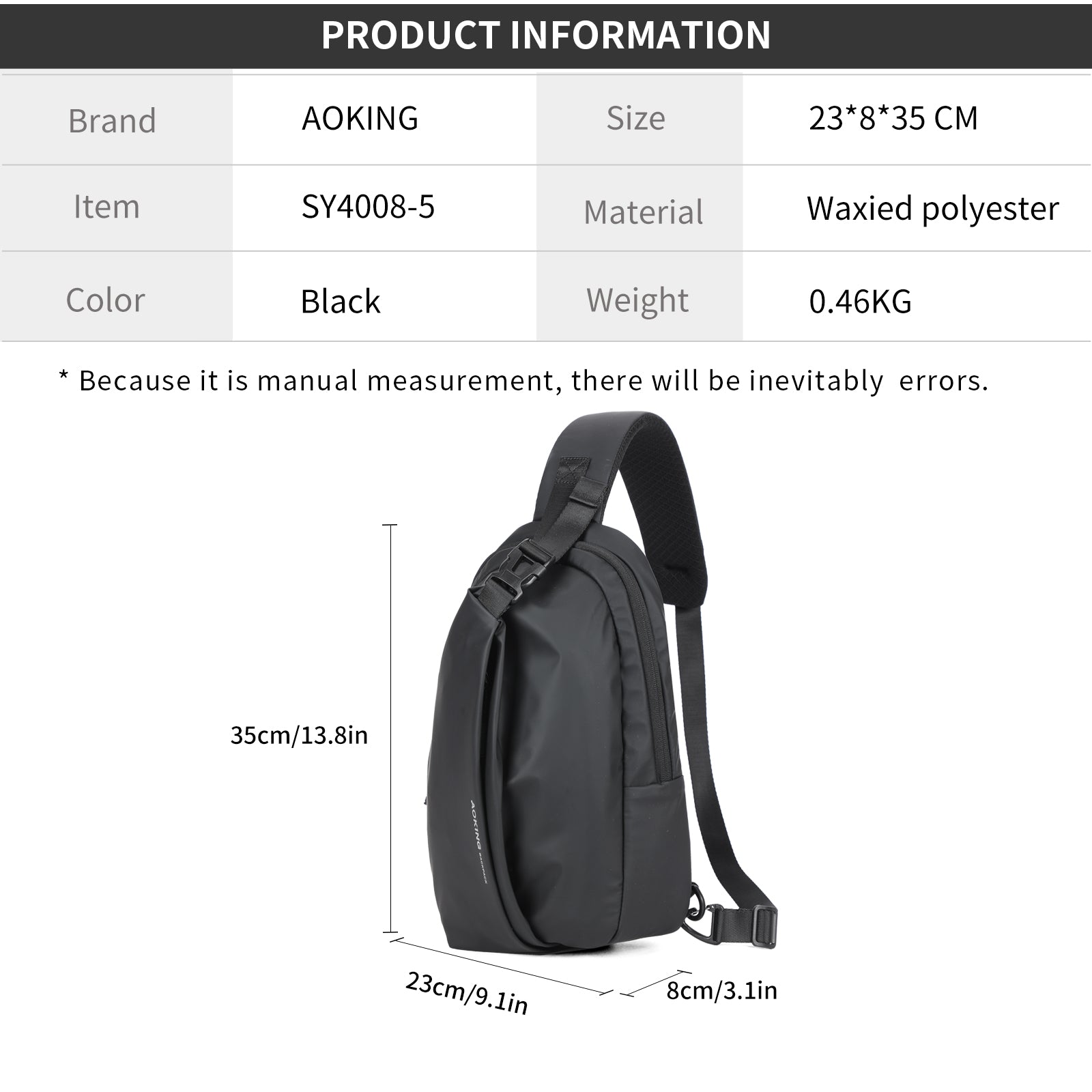 Aoking Fashion Men Waterproof Crossbody Sling Bag SY4008-5