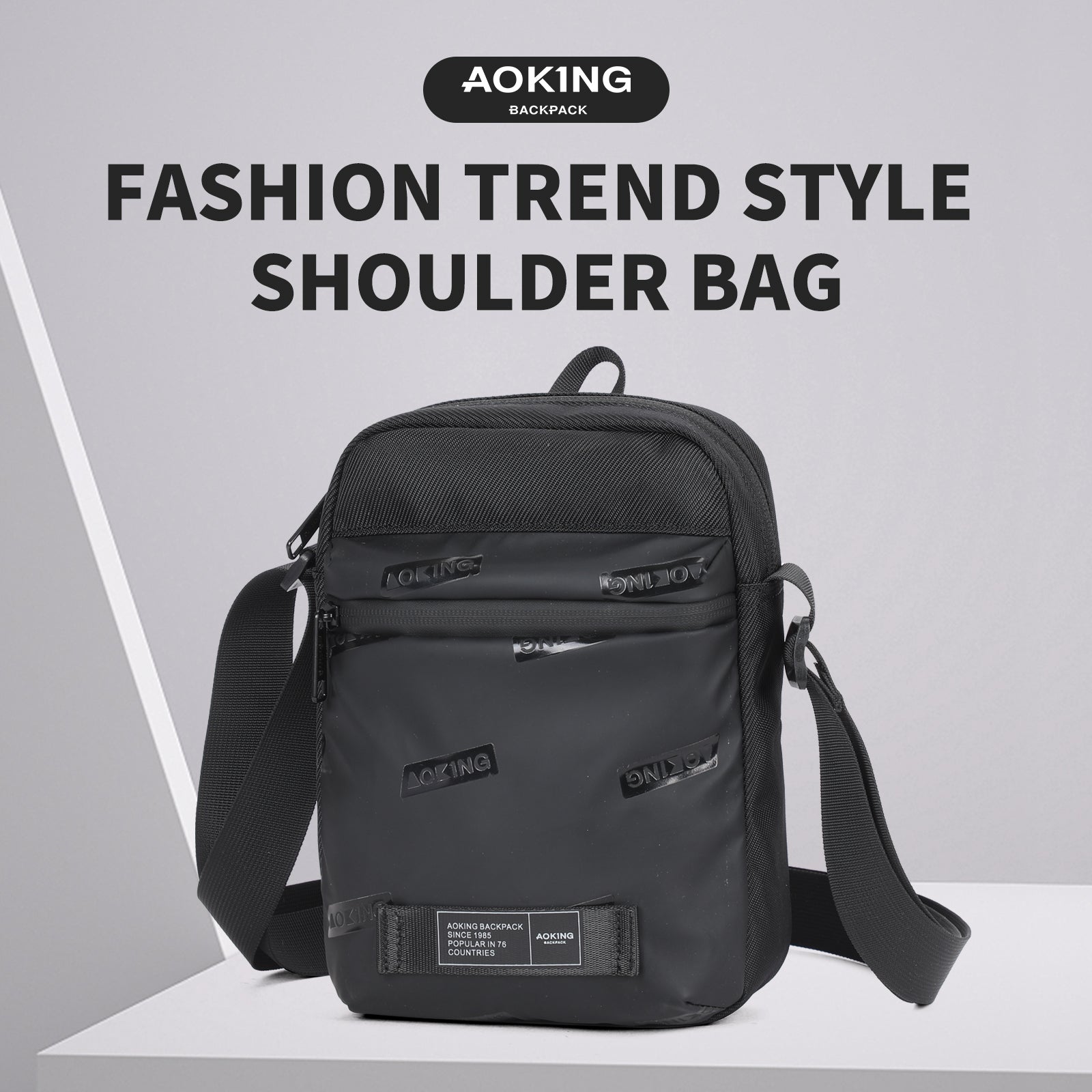 Aoking Black Fashion Men Waterproof Sling Bag XK3055