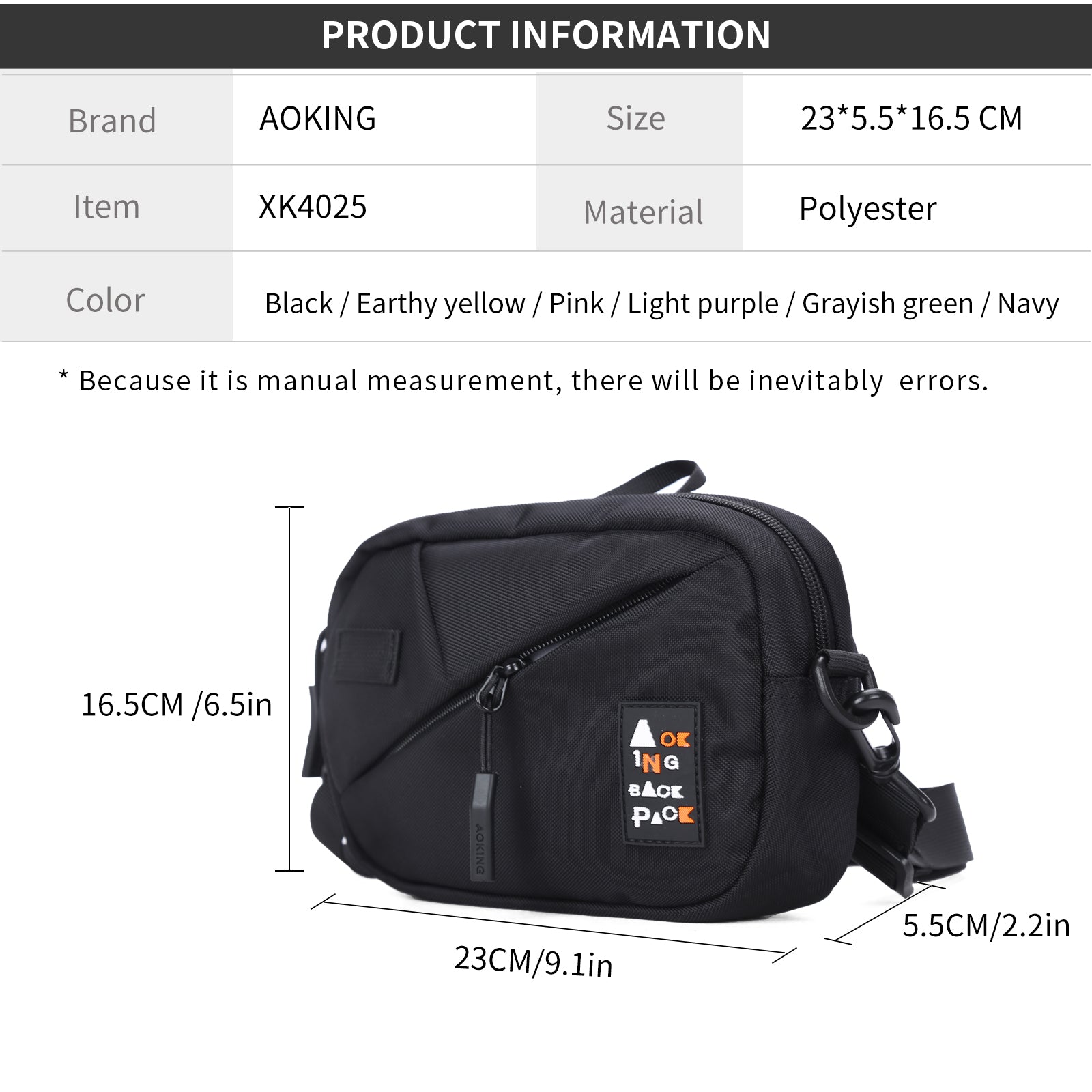 Aoking Fashion youngth Waterproof Crossbody Sling Bag XK4025