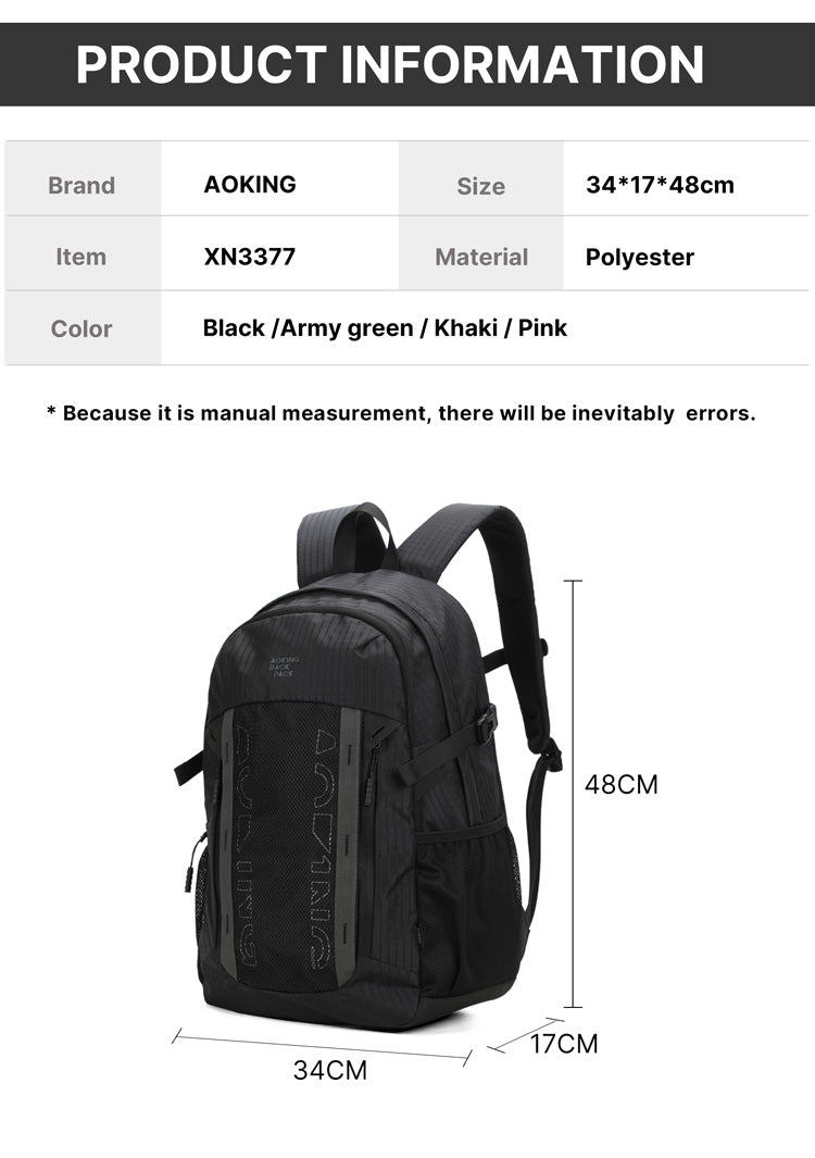 Aoking Backpack Black Casual Backpack Student Bag XN3377