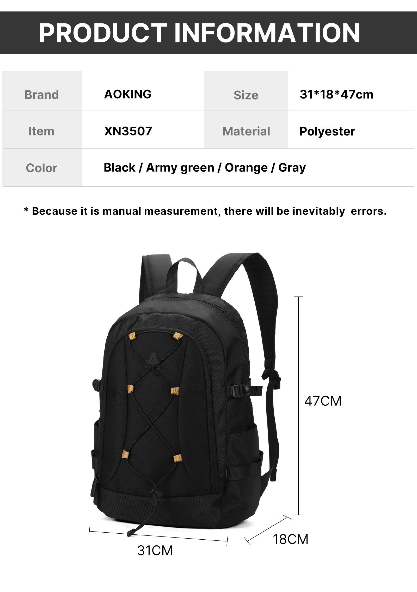 Aoking Backpack Casual Backpack Student Bag XN3507