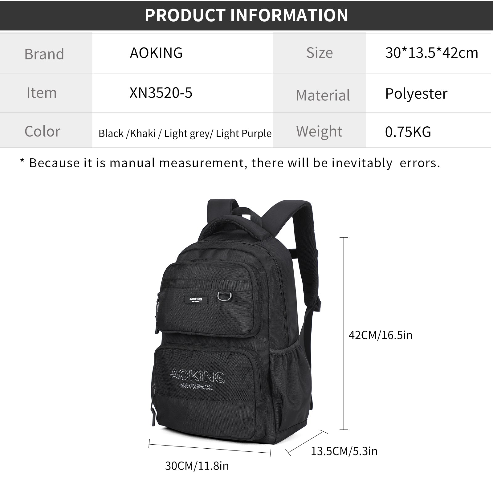 Aoking Backpack Casual Backpack Student Bag XN3520-5