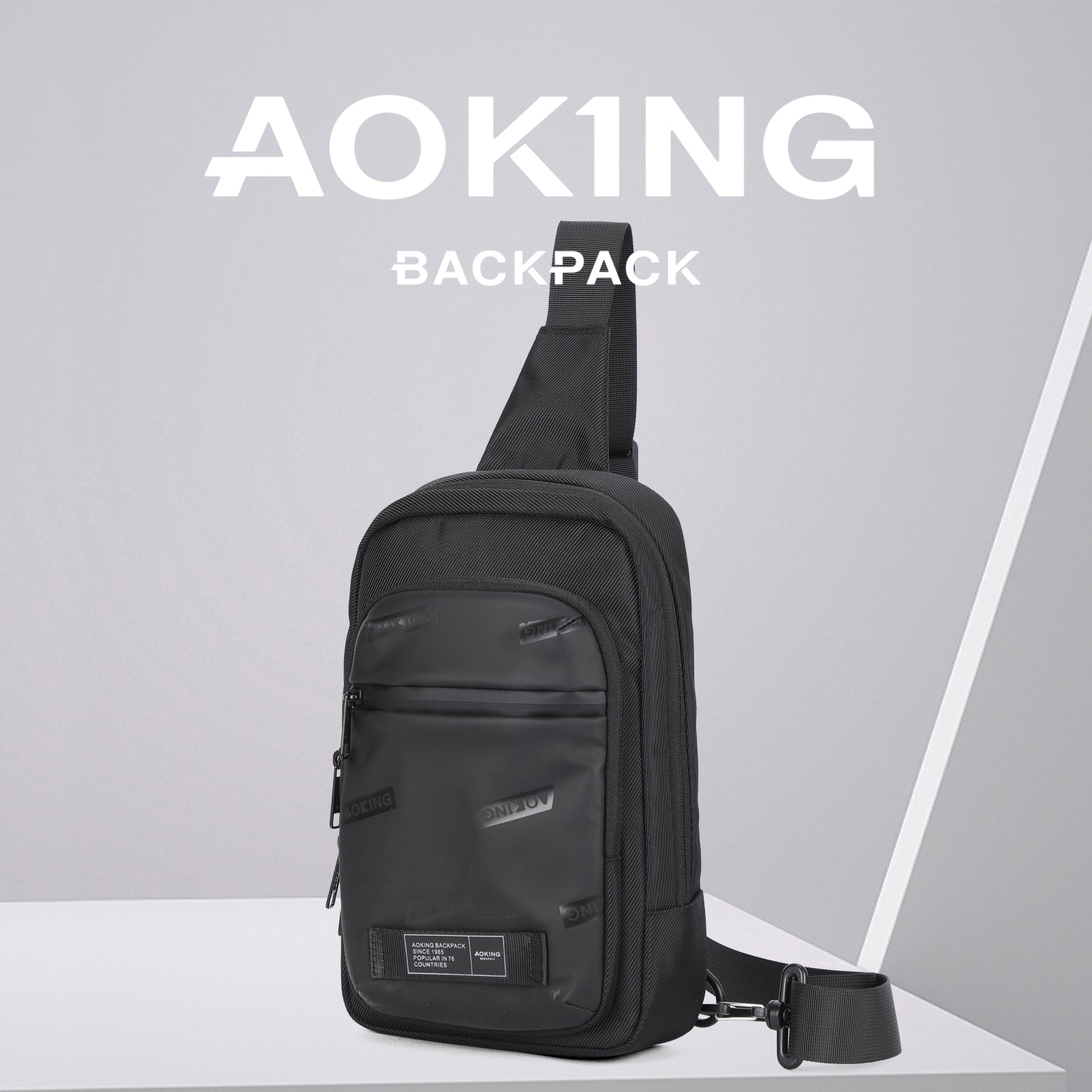 Aoking Black Fashion Men Waterproof Crossbody Sling Bag XY3073