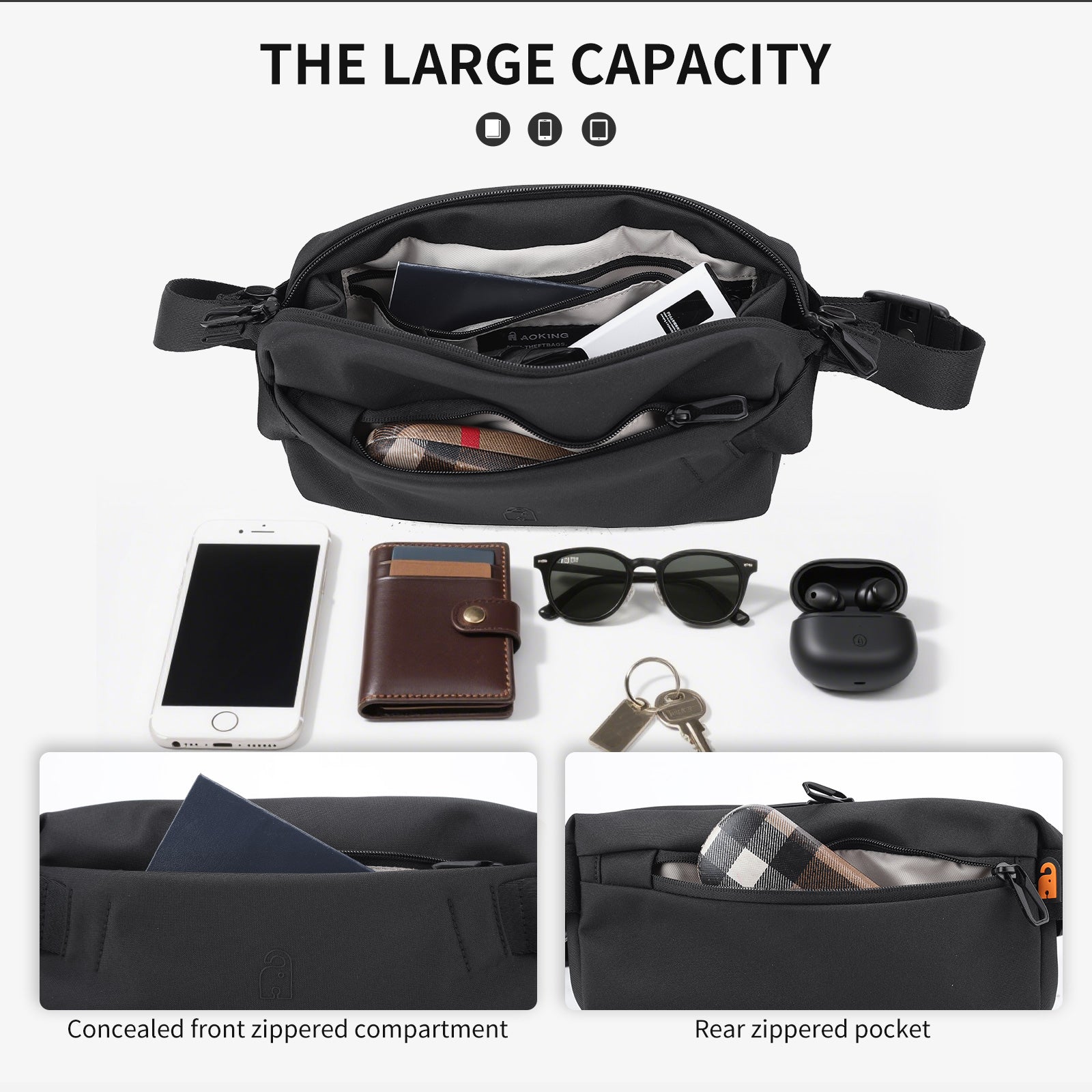 Aoking Lightweight Various Colors Anti-Theft Waist Bag XY58420F